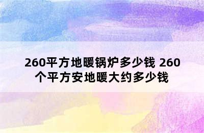 260平方地暖锅炉多少钱 260个平方安地暖大约多少钱